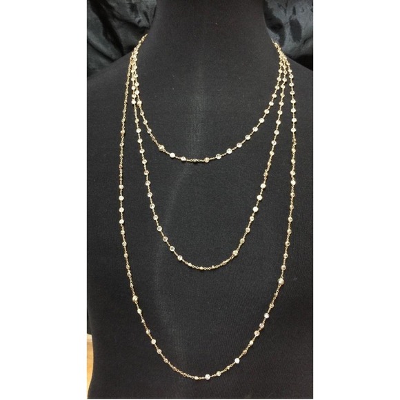 Henri Bendel Crystal Beaded Necklace Layered Strand Long Fashion Jewelry - Picture 8 of 10
